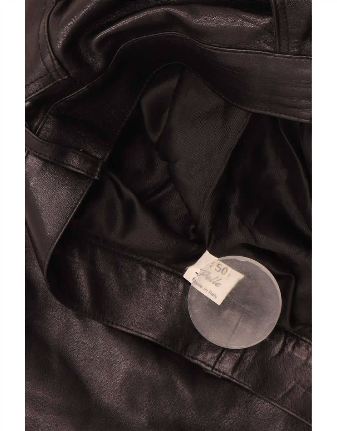 Proste skórzane spodnie męskie VINTAGE IT 50 Large W32 L30 Czarna skóra