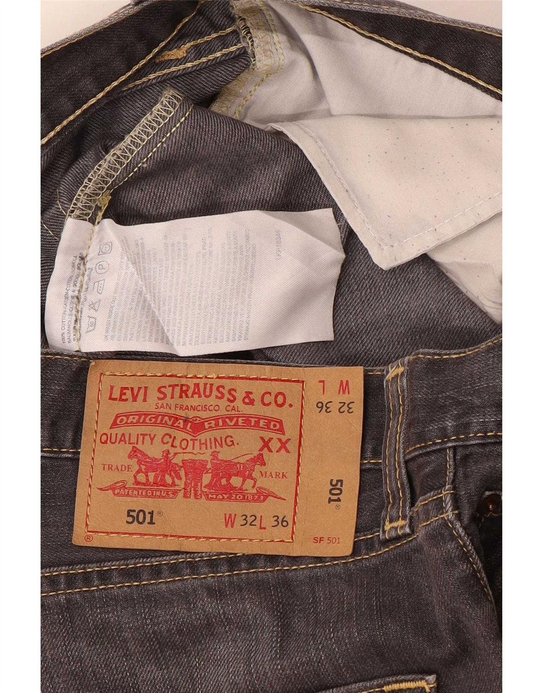 Męskie dżinsy Levi's 501 Straight W32 L32 Szara bawełna