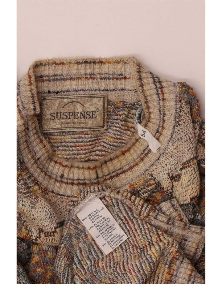 Sweter męski Suspense z abstrakcyjnym wzorem i okrągłym dekoltem IT 54 XL szary