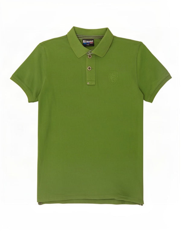 Męska koszulka polo Blauer, mała, zielona, bawełniana