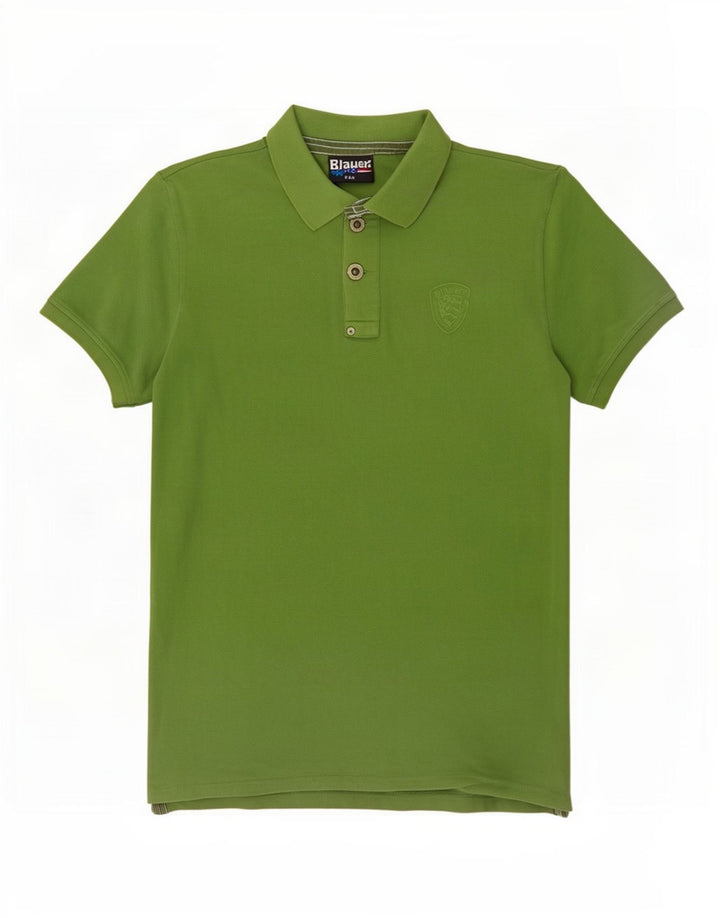 Męska koszulka polo Blauer, mała, zielona, bawełniana