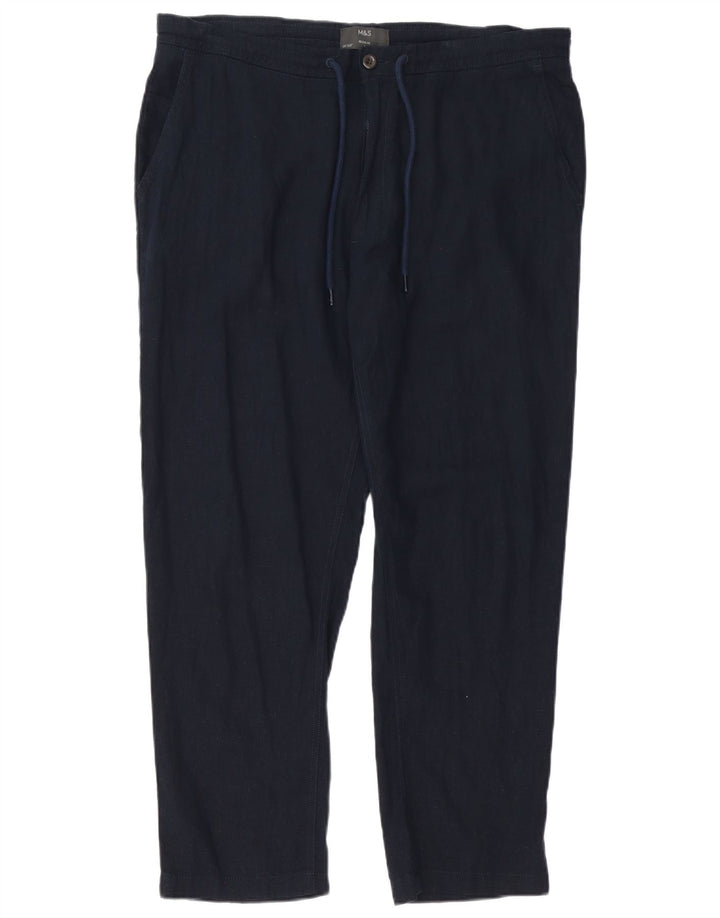 Męskie spodnie casual Marks & Spencer Straight Regular W38 L29 Granatowe