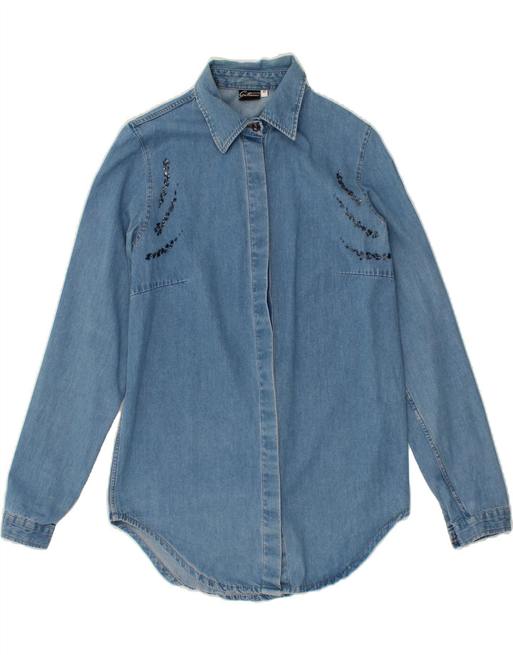 GATTINONI Womens Denim Shirt IT 40 Small Blue Vintage Gattinoni and Second-Hand Gattinoni from Messina Hembry 