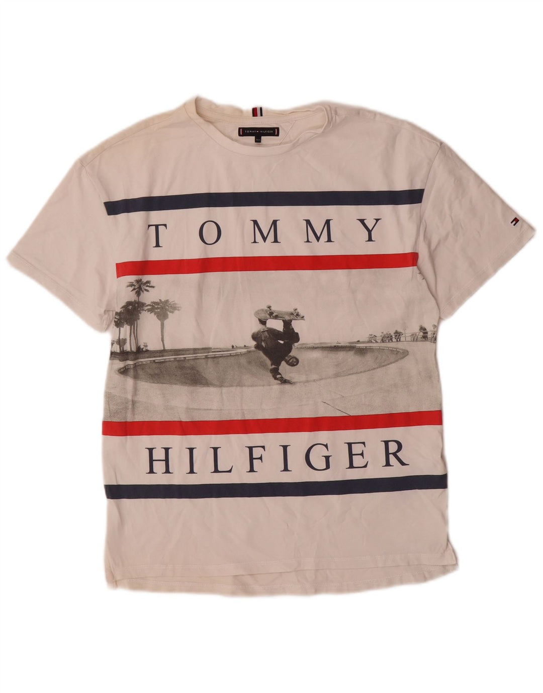 Chłopięcy T-shirt z grafiką Tommy Hilfiger 13-14 lat w kolorze złamanej bieli, bawełniany