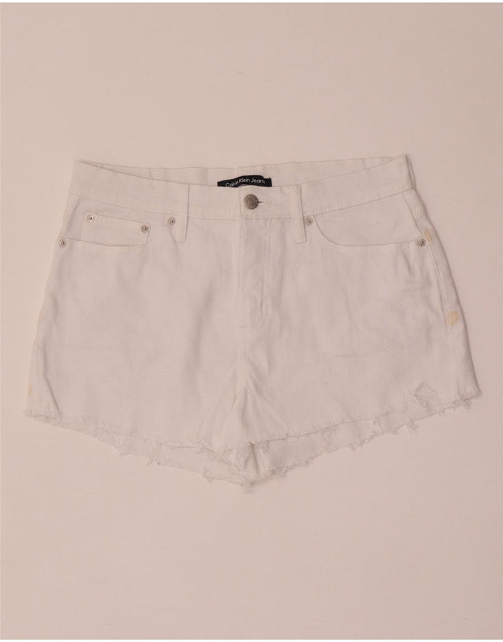 Damskie spodenki jeansowe Calvin Klein W28 Średniobiała bawełna