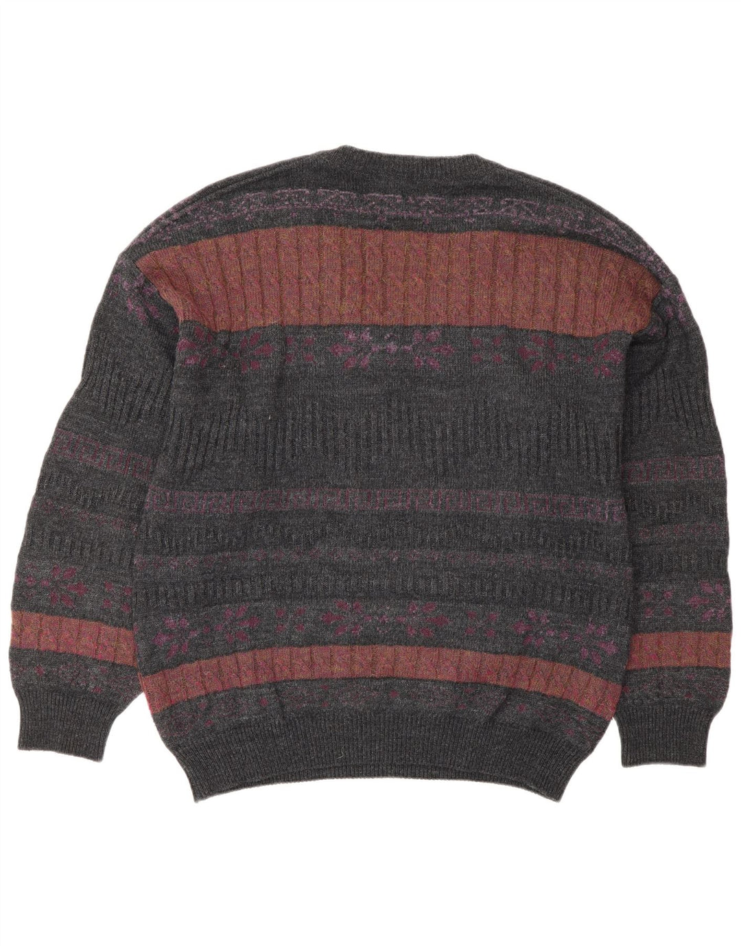 Il Granchio Męski sweter z dekoltem w kształcie litery V, duży, szary Fair Isle