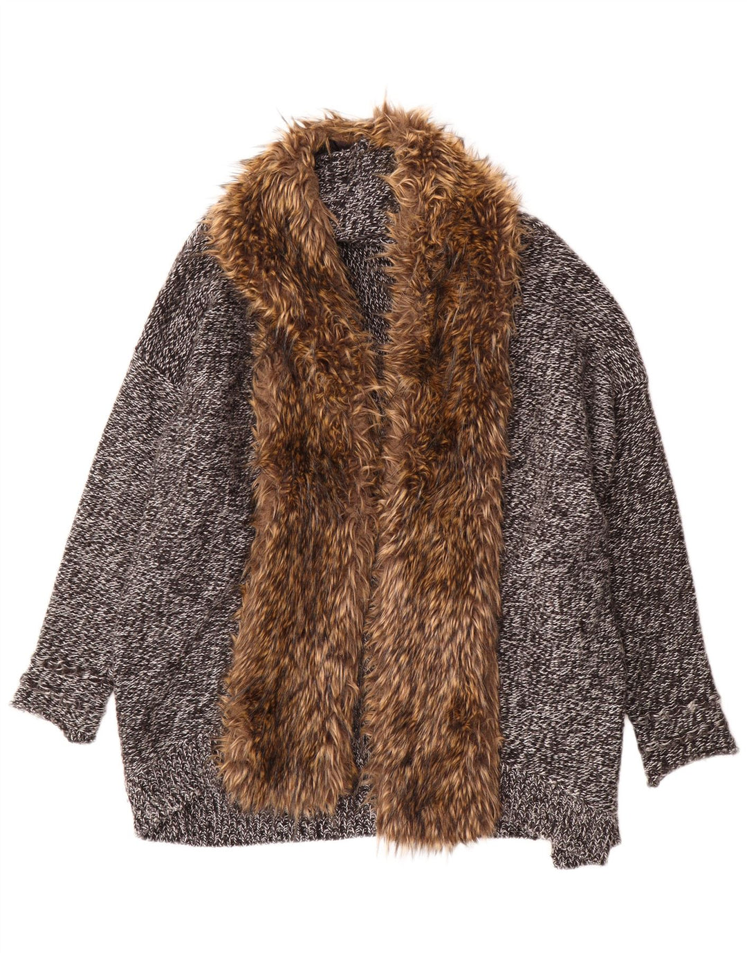 Damski sweter oversize z długim rękawem Guess UK 10, mały, szary, nakrapiany