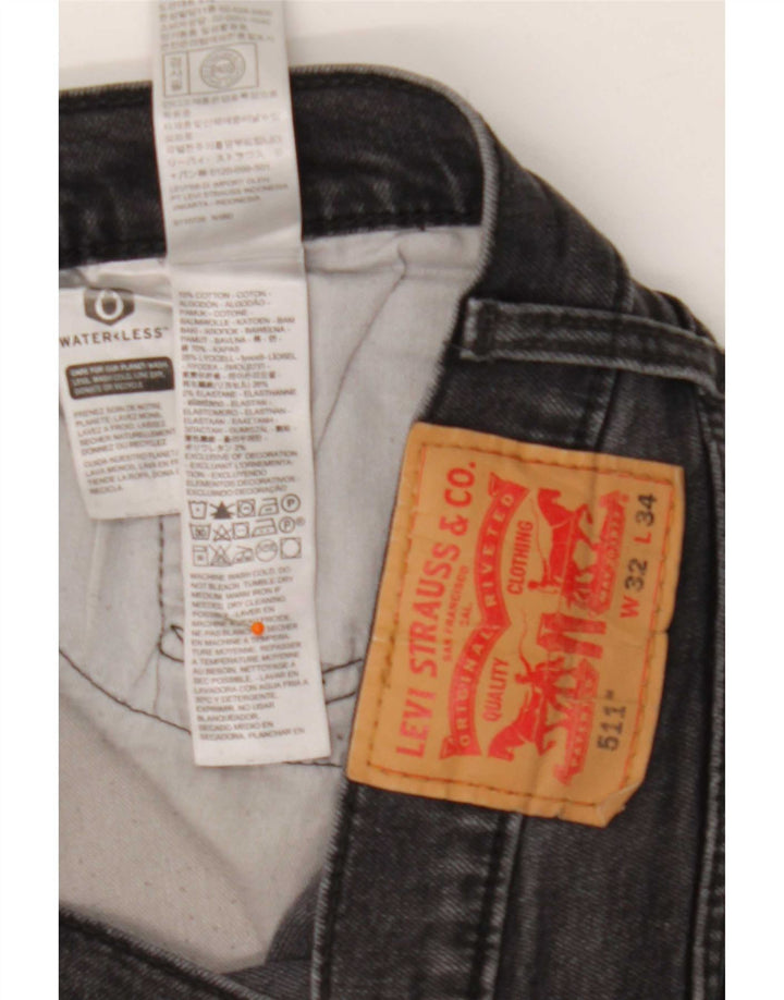 Męskie jeansy Levi's 511 Slim W32 L34 Czarna bawełna