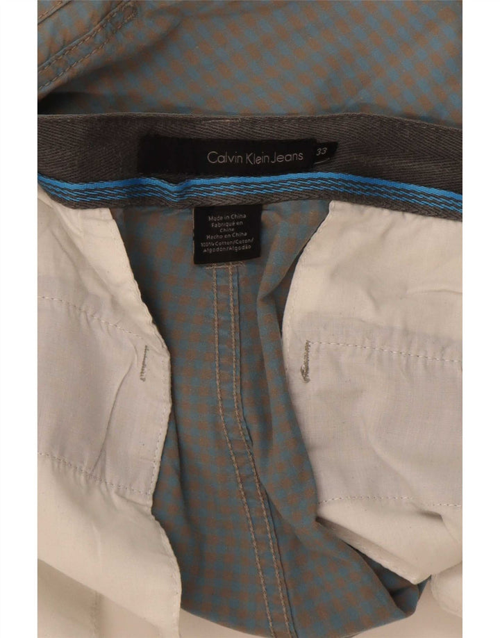 Męskie spodenki cargo Calvin Klein W33, duże, niebieskie w kratkę