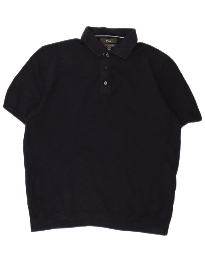 Męska koszulka polo Marks & Spencer, średnia, granatowa, bawełniana