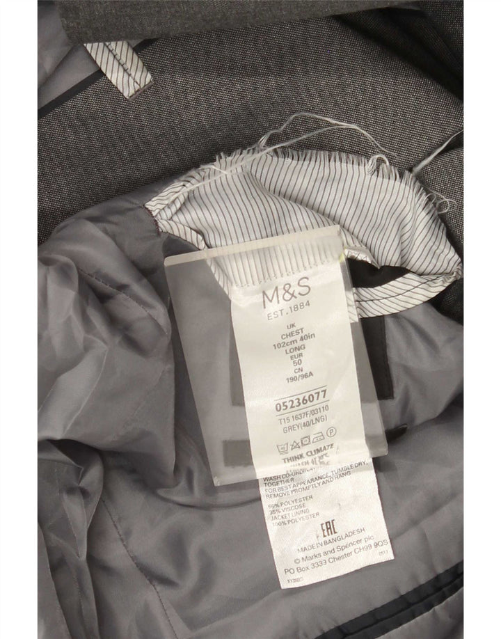 Marks & Spencer Męska marynarka zapinana na 2 guziki, UK 40, średni szary poliester