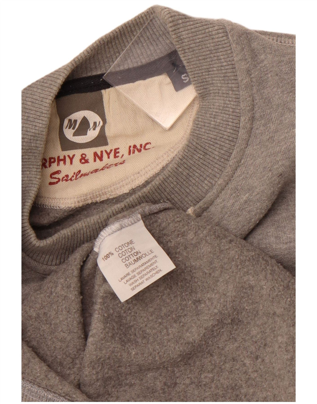 MURPHY & NYE Męski sweter z grafiką Sailmakers, mały, szary, bawełniany