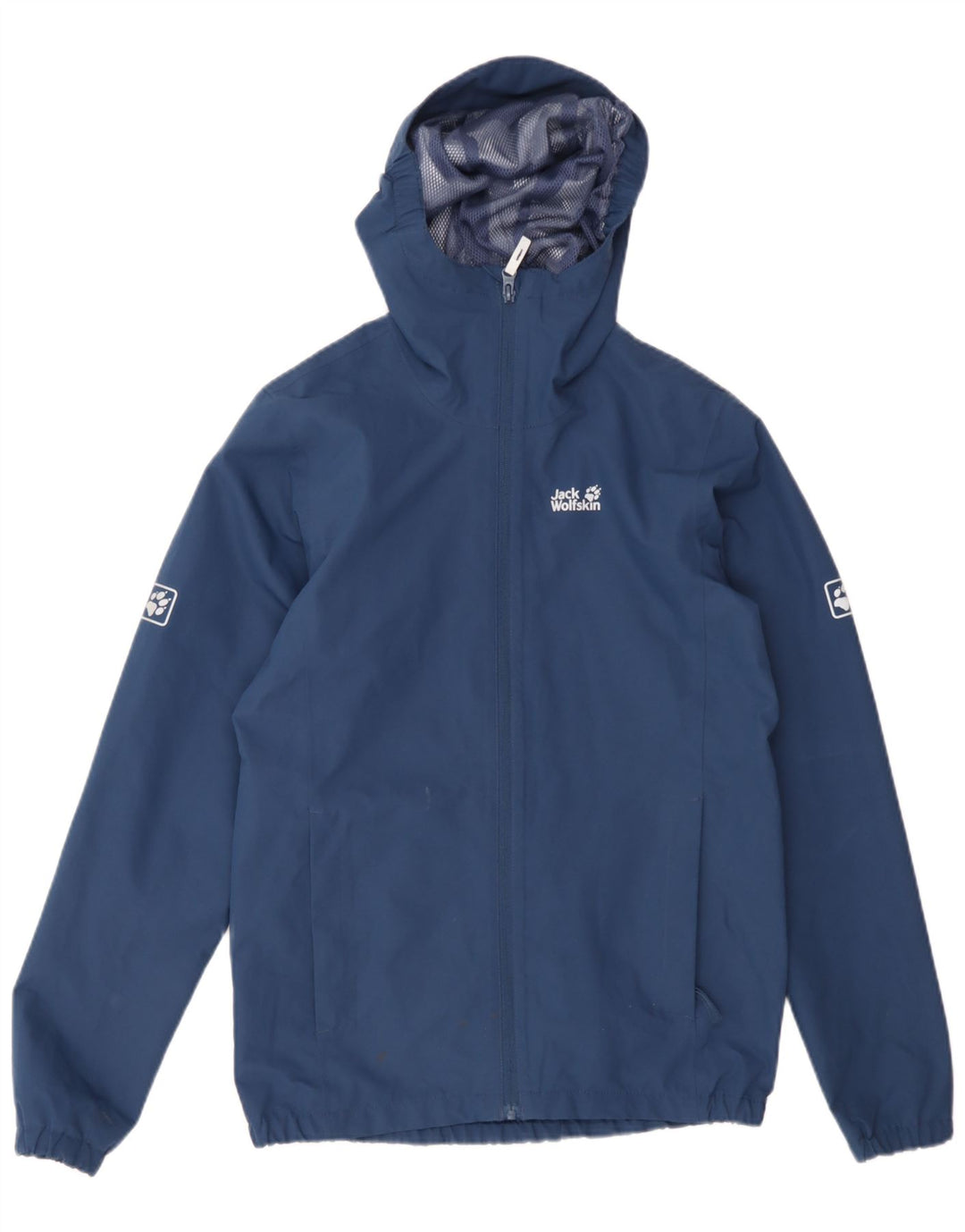 Chłopięca kurtka przeciwdeszczowa Jack Wolfskin z kapturem, 13-14 lat, granatowa, poliester