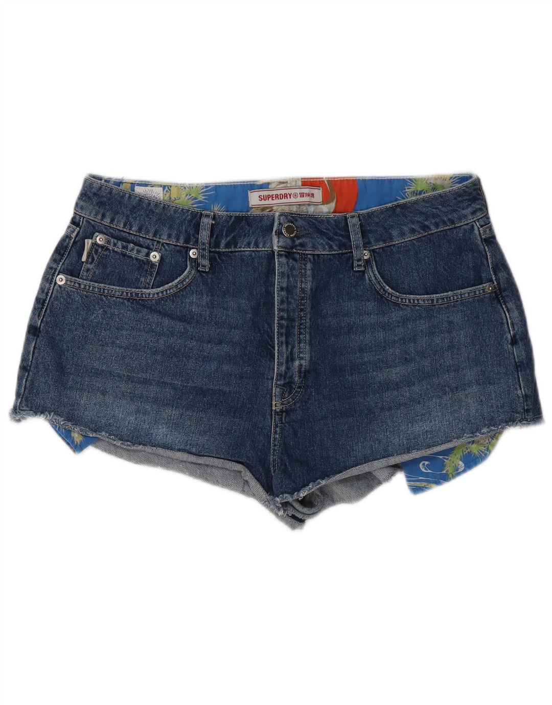 Damskie spodenki jeansowe SUPERDRY W32, duże, niebieskie, bawełniane