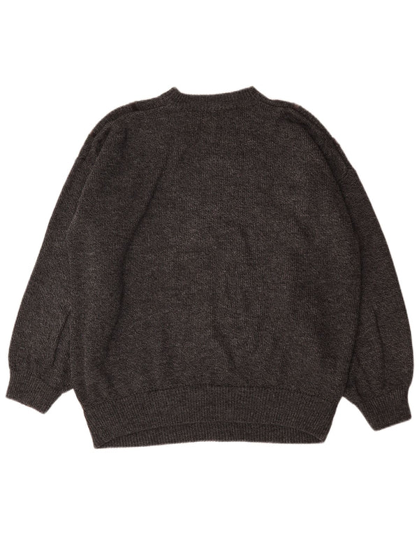 Vintage męski sweter z okrągłym dekoltem 2XL w szare paski