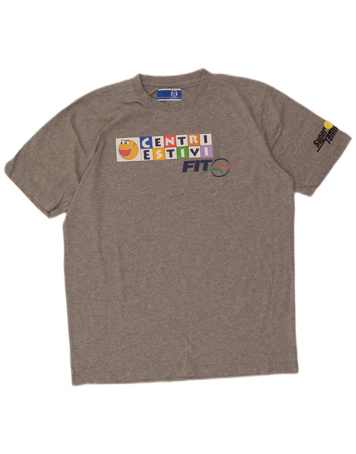 Męski T-shirt z grafiką Sergio Tacchini, duży, szary, bawełniany