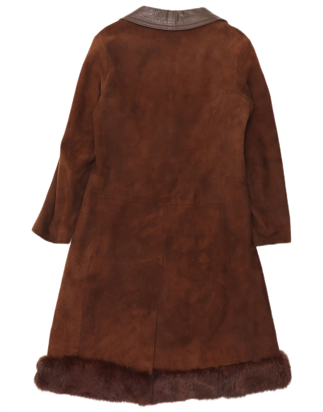 Zamszowy płaszcz damski w stylu vintage UK 8 Small Brown