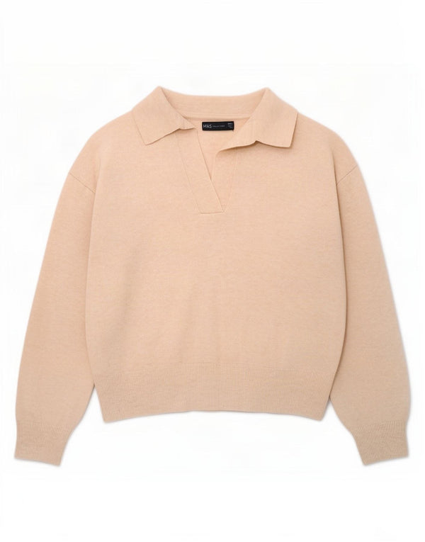 Marks & Spencer Damski sweter oversize z golfem UK 10 Small Beige