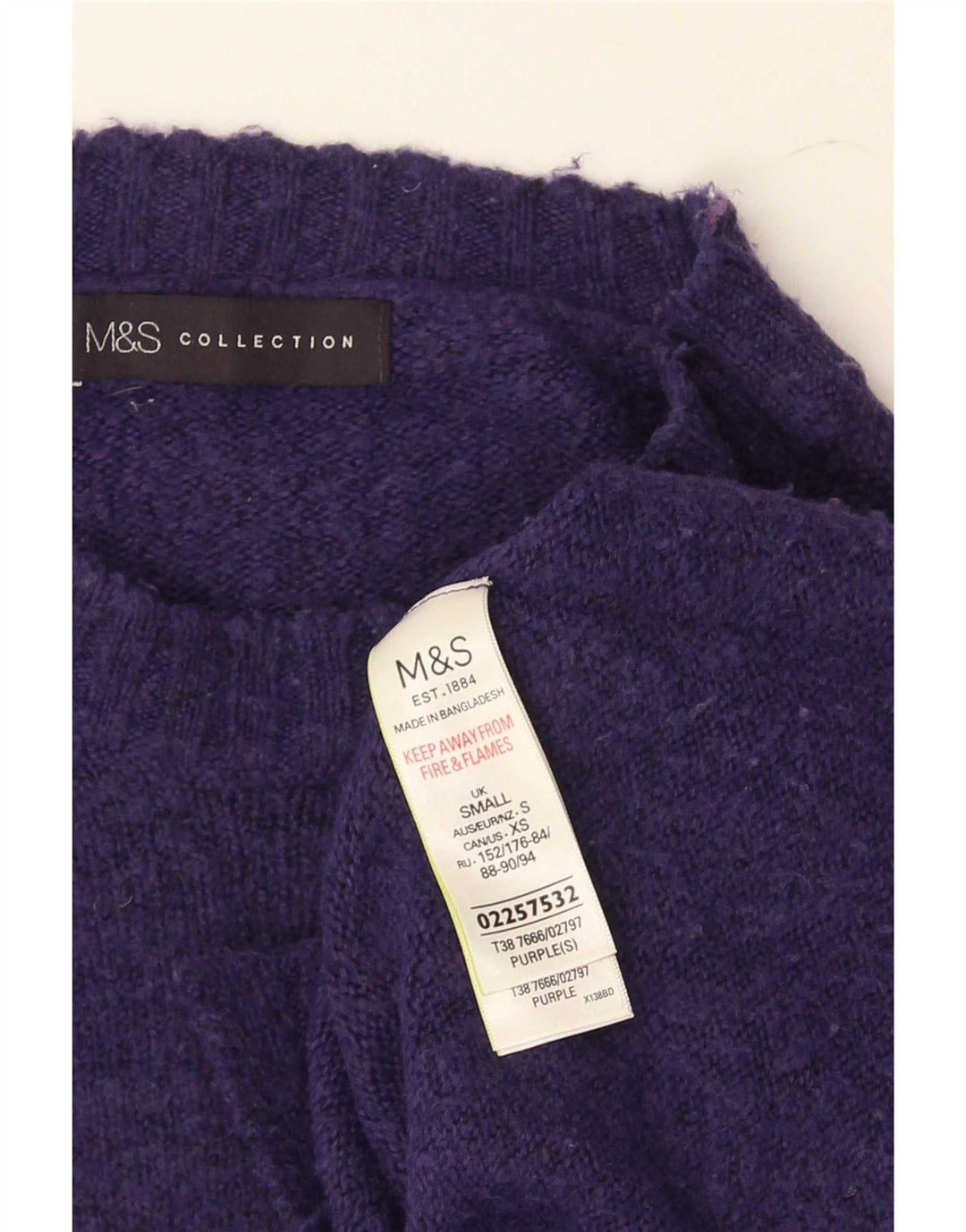 Sweter damski Marks & Spencer z okrągłym dekoltem, UK 10, mały fiolet
