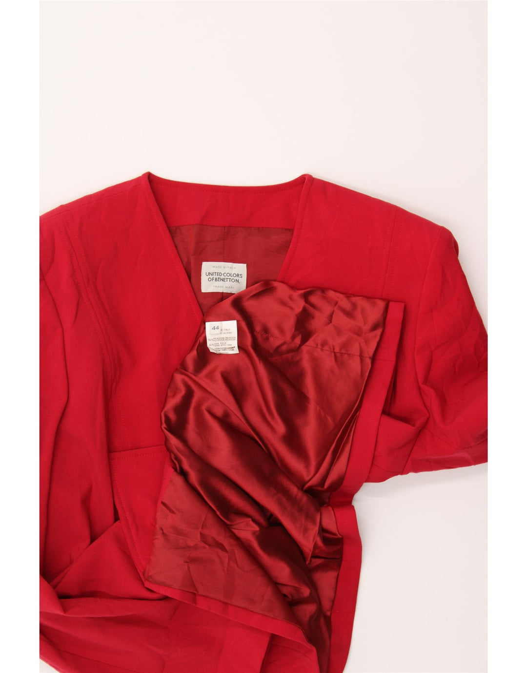 BENETTON Womens 4 Button Blazer Jacket IT 44 Medium Red Polyester Vintage Benetton and Second-Hand Benetton from Messina Hembry 