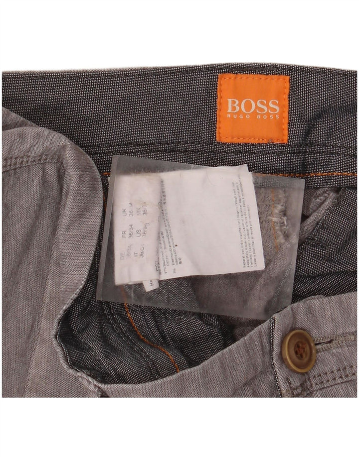 Męskie spodnie typu slim chino Hugo Boss W36 L34 Szara bawełna