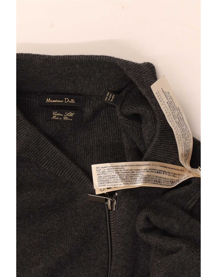 Męski sweter rozpinany Massimo Dutti z zamkiem błyskawicznym XL, szara bawełna