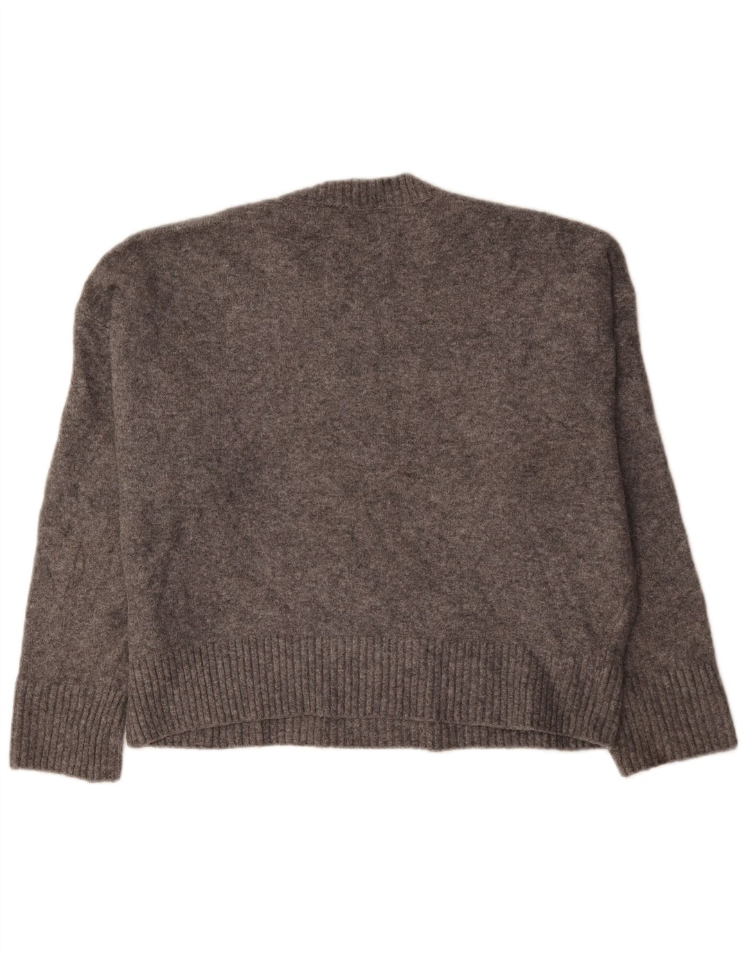 Damski sweter oversize Zara z okrągłym dekoltem UK 16, duży, szary, akrylowy