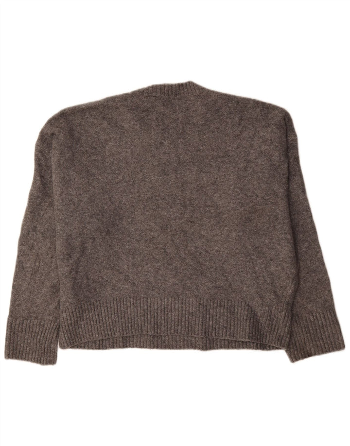 Damski sweter oversize Zara z okrągłym dekoltem UK 16, duży, szary, akrylowy