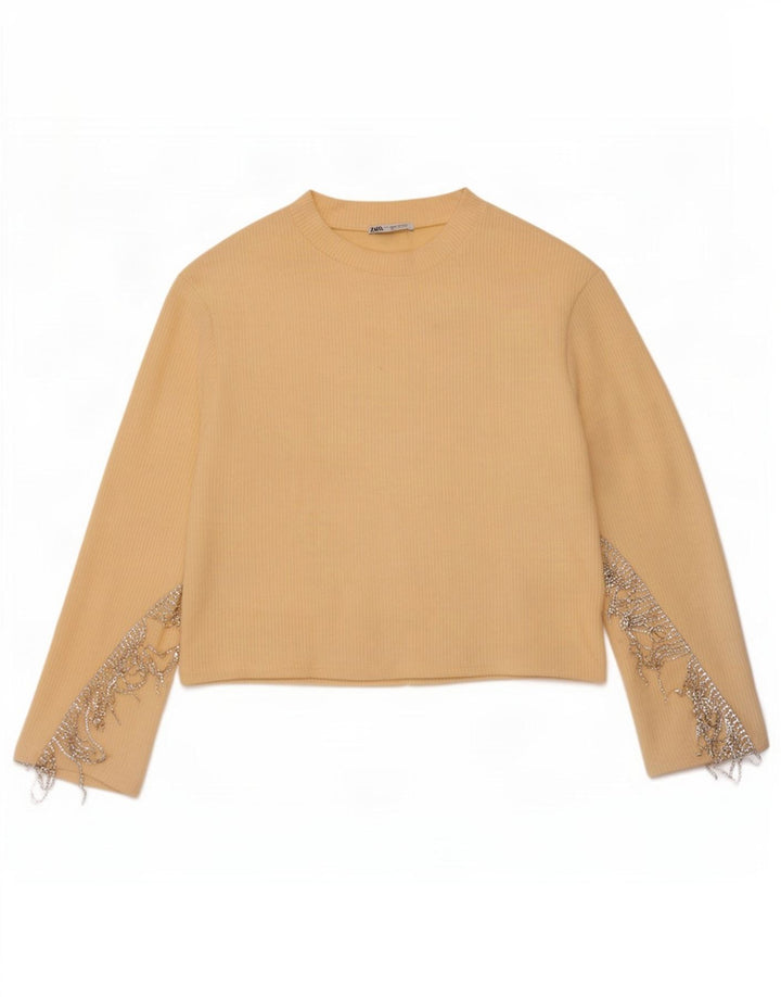 Top damski Zara z długim rękawem UK 10, mały, żółty