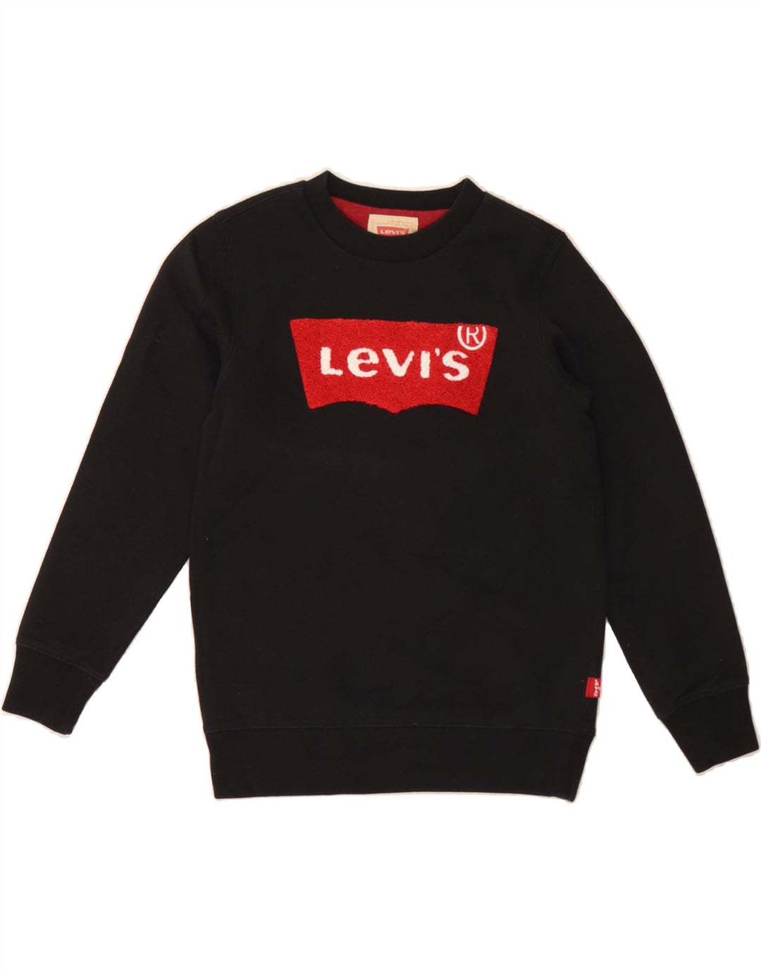 LEVI'S Boys Graphic Sweatshirt Jumper 9-10 Years Black Cotton Vintage Levi's and Second-Hand Levi's from Messina Hembry 