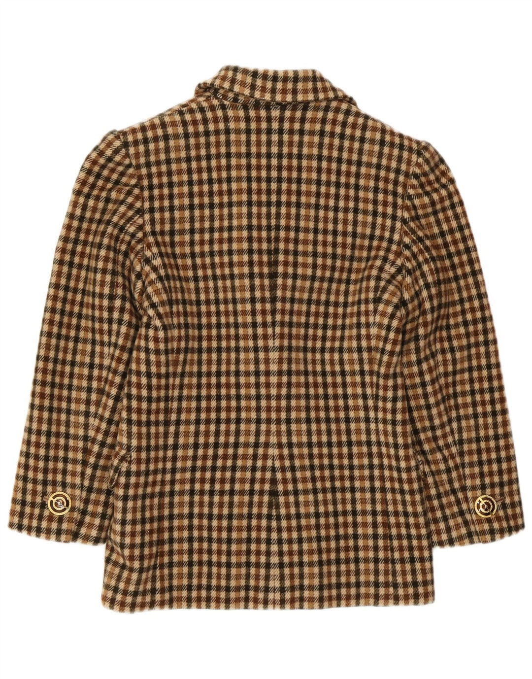 Damska marynarka VINTAGE zapinana na 2 guziki UK 8 w małą brązową kratkę