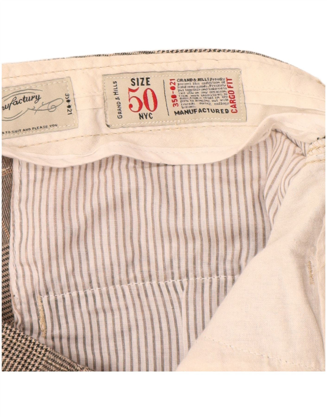 Męskie spodnie cargo GRAND & HILLS IT 50 Large W34 L33 Szara krata