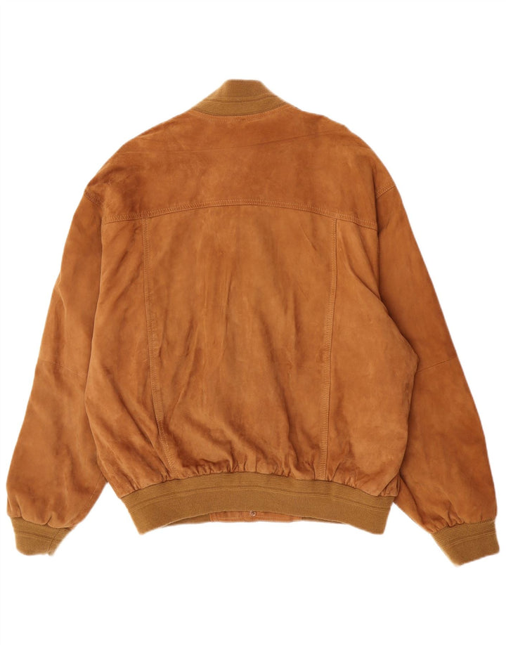 Vintage męska zamszowa kurtka bomber IT 52 XL brązowa skóra