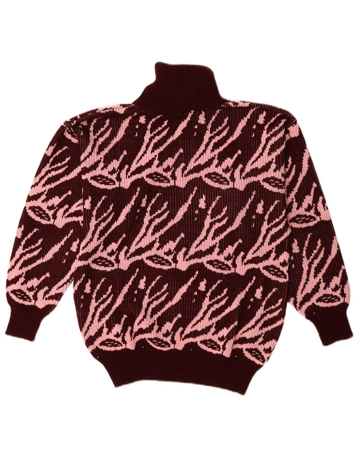 Sweter damski w stylu vintage z golfem UK 16, duży brązowy