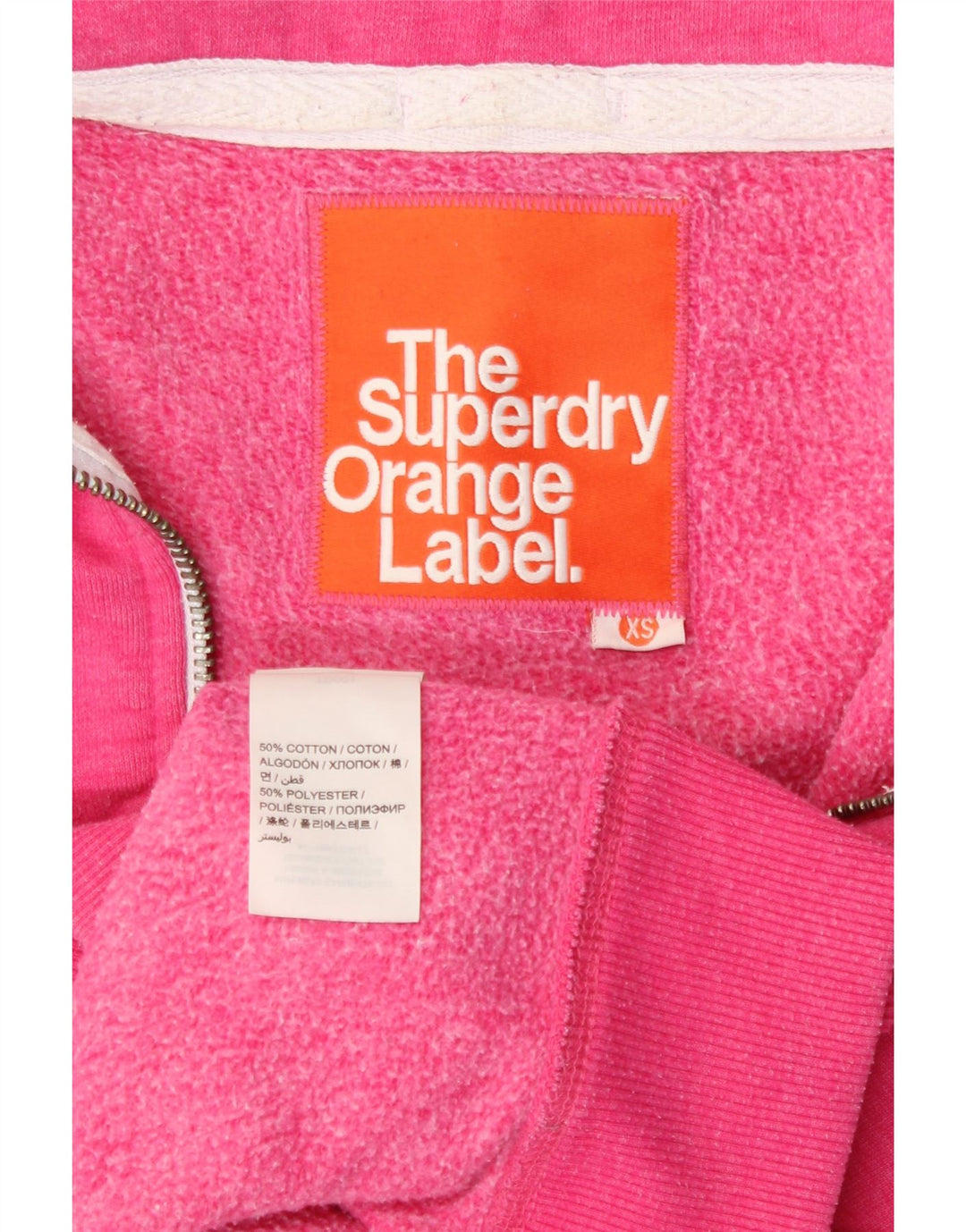 SUPERDRY Damski sweter z kapturem i zamkiem UK 6 XS, różowy, bawełniany