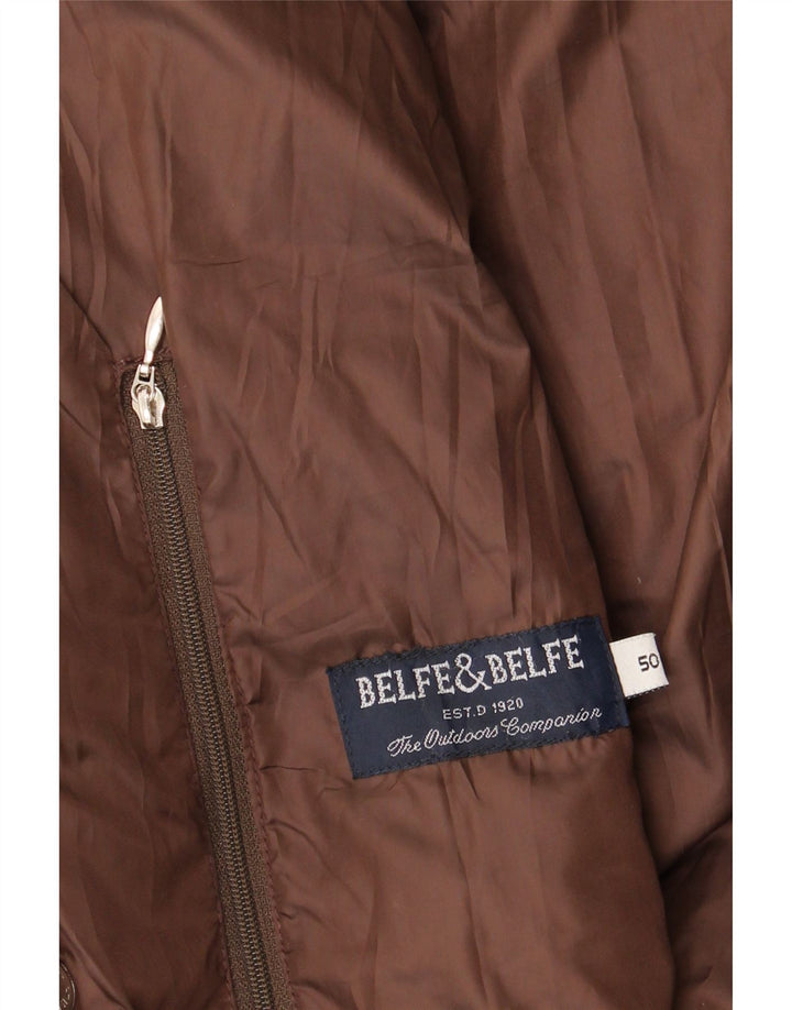 BELFE & BELFE Mens Hooded Padded Jacket IT 50 Large Brown Polyester Vintage Belfe & Belfe and Second-Hand Belfe & Belfe from Messina Hembry 