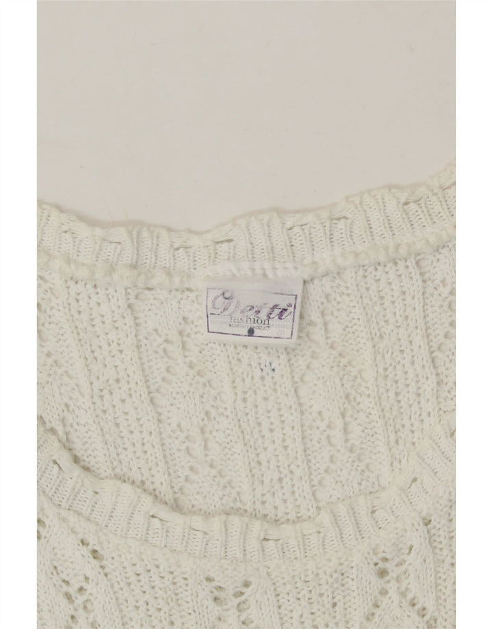 VINTAGE Womens Knit Vest Top UK 12 Medium White Cotton Vintage Vintage and Second-Hand Vintage from Messina Hembry 