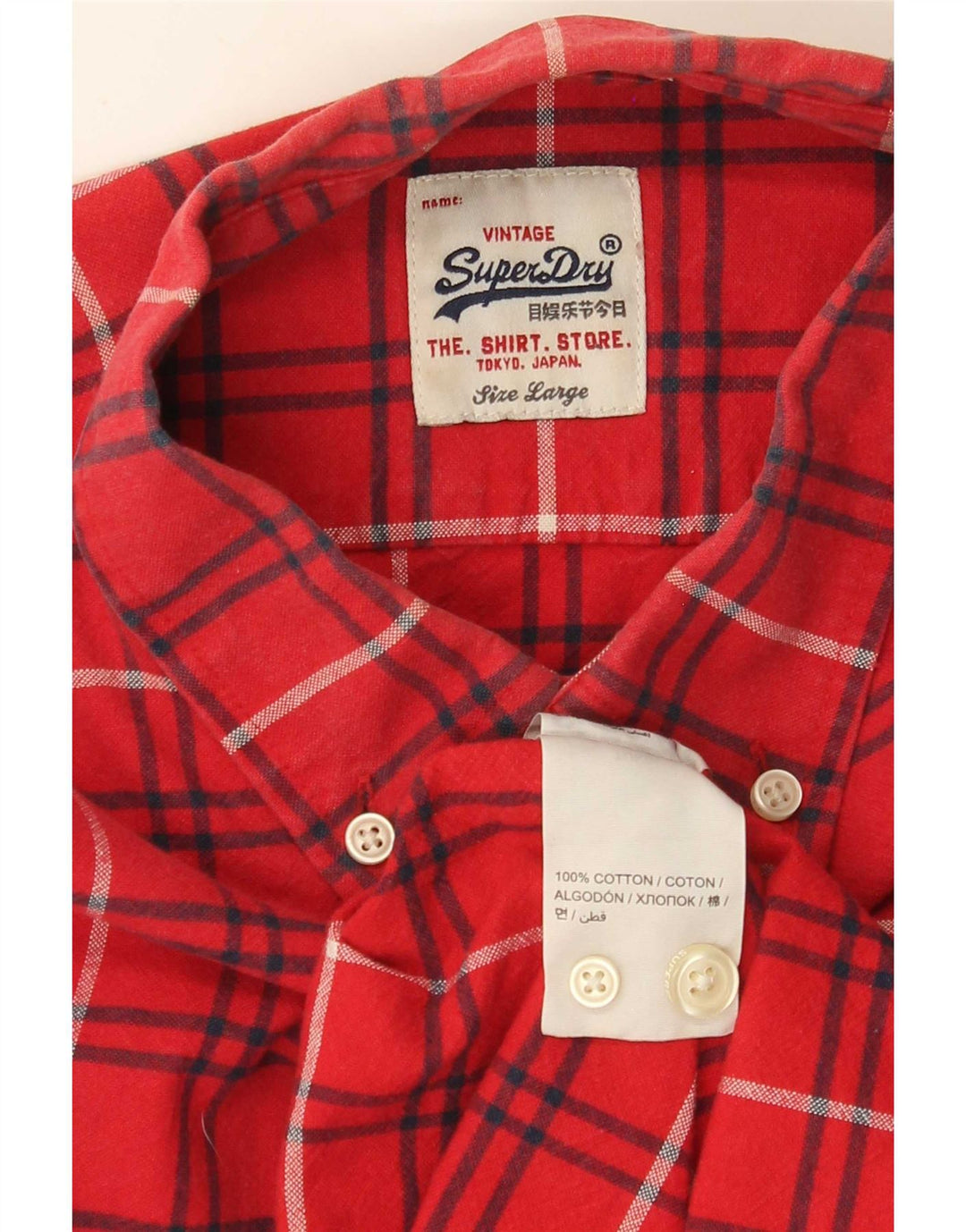 Męska koszula flanelowa Superdry, duża, bawełniana w czerwoną kratę