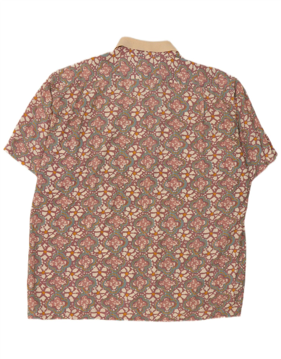 Vintage męska koszula pulowerowa z krótkim rękawem XL, brązowa wiskoza w kwiaty