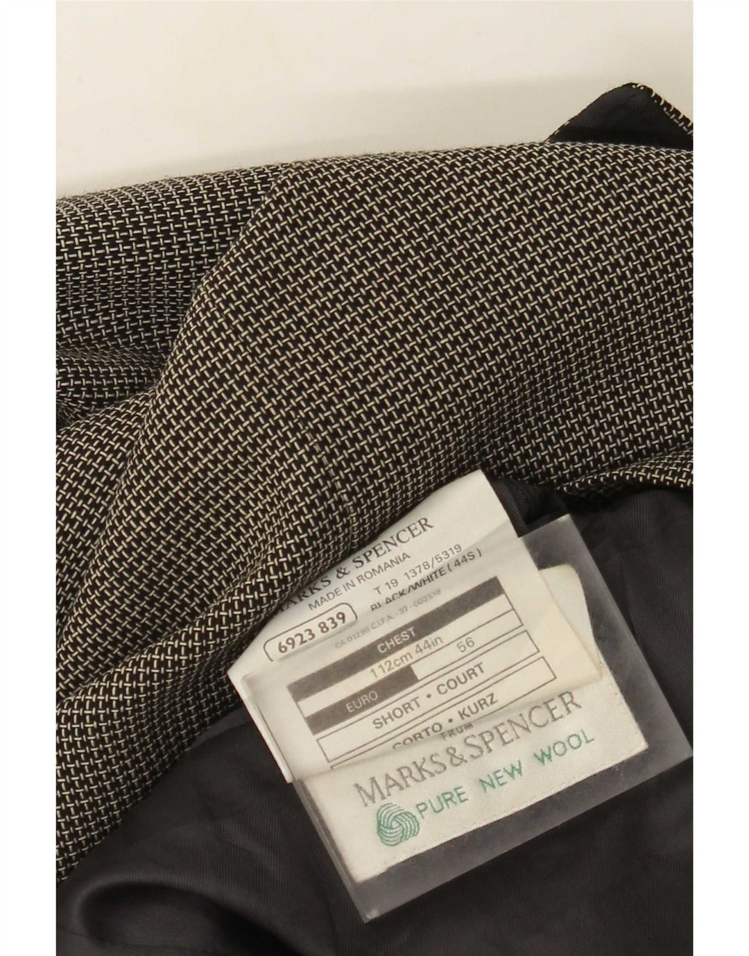 Marks & Spencer Męska marynarka zapinana na 3 guziki UK 44 XL Szara kratka, nowa wełna
