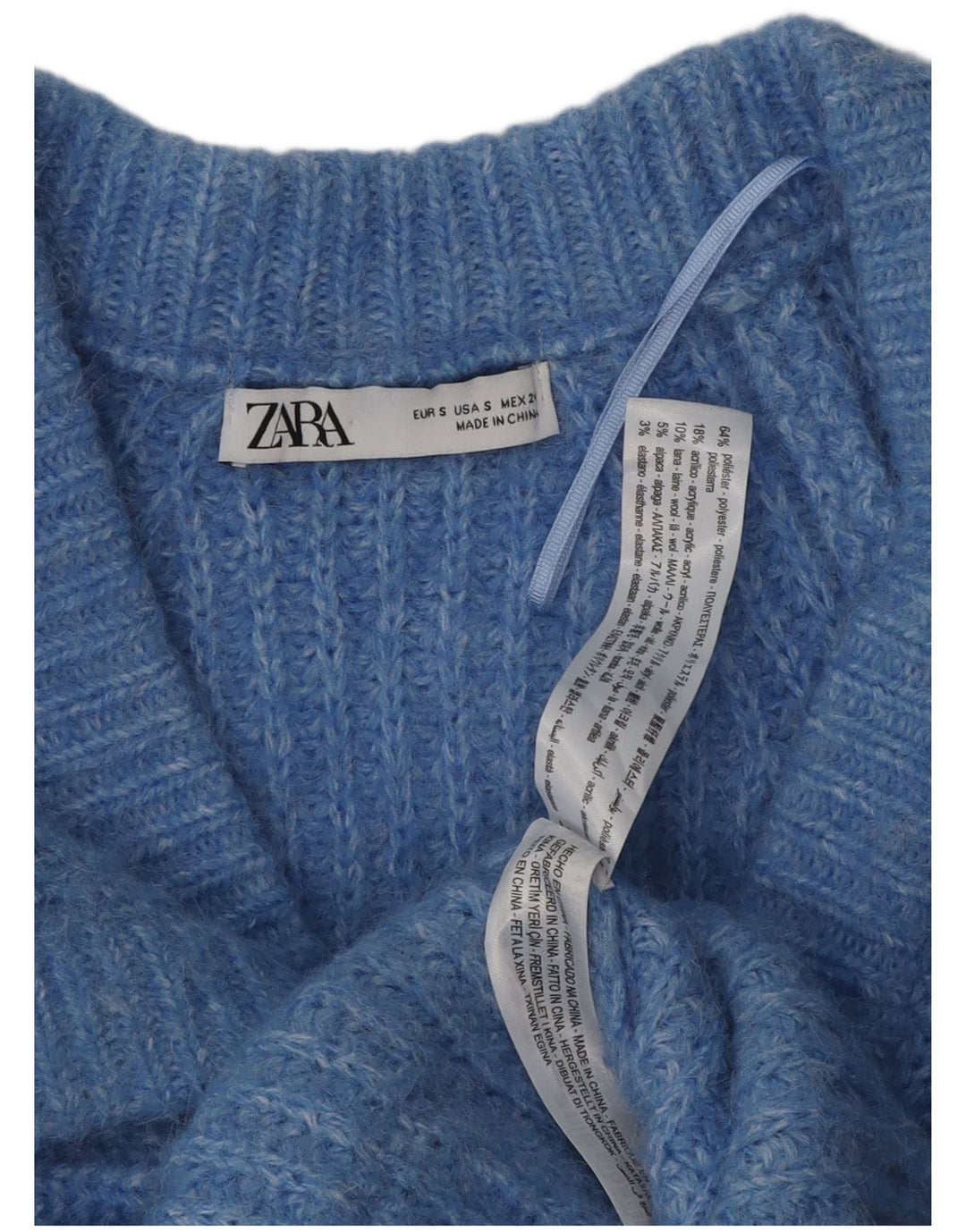 Sweter damski Zara Cardigan UK 10, mały, niebieski, nakrapiany poliester