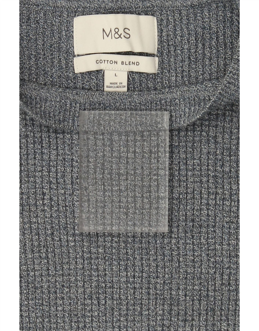 Marks & Spencer Męski sweter z dekoltem w łódkę, duży, szary, bawełniany w plamki
