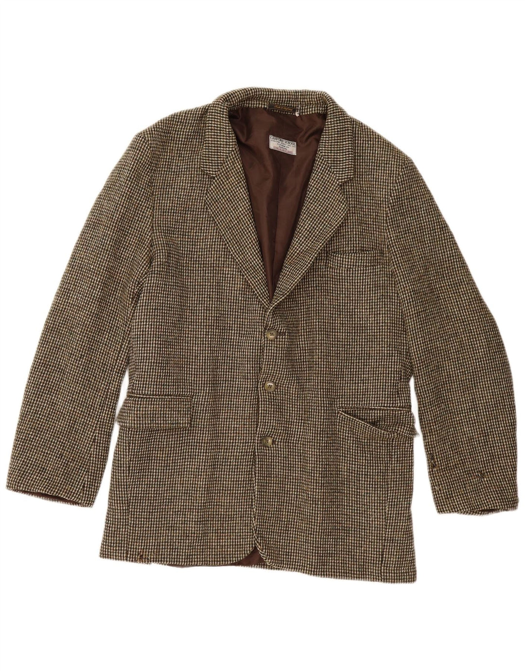 Męska marynarka zapinana na 3 guziki Harris Tweed UK 40 Duża brązowa kratka, nowa wełna