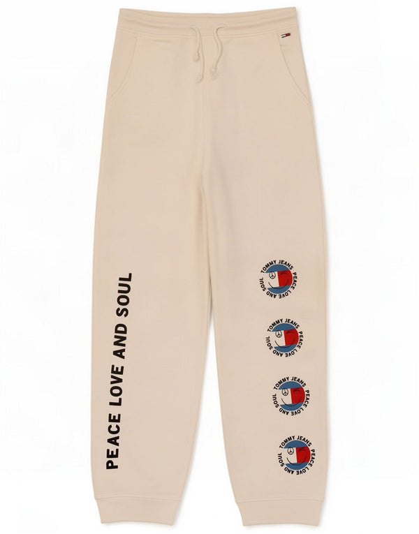 Tommy Hilfiger Mens Graphic Tracksuit Trousers Joggers Small White Cotton