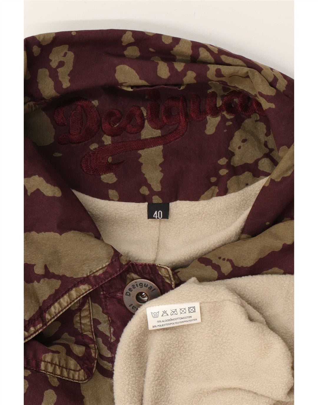 Desigual damski płaszcz wiatrówka w abstrakcyjny wzór EU 40, średnia zielona bawełna