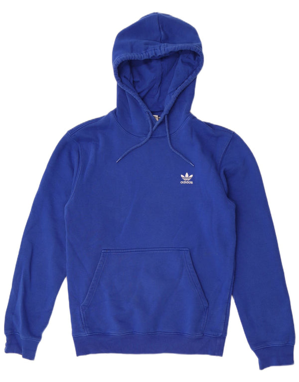 Adidas Męska bluza z kapturem, mała, niebieska, bawełniana