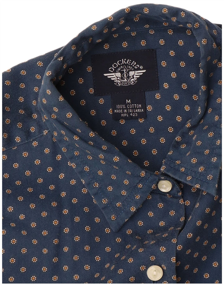 Damska koszula oversize DOCKERS UK 14, średnia, granatowa, z bawełny w kwiaty