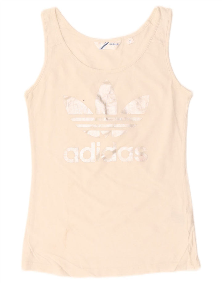 Damska kamizelka z grafiką Adidas IT 38 XS Biała bawełna