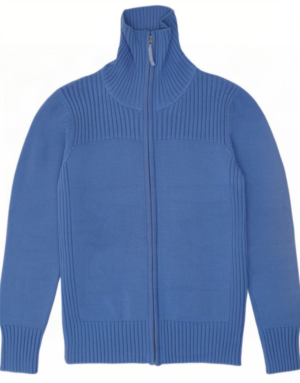 Marks & Spencer Damski sweter rozpinany z zamkiem błyskawicznym UK 16, duży, niebieski, bawełniany