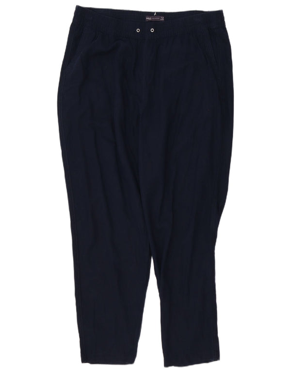 Marks & Spencer Damskie spodnie codzienne z wysokim stanem UK 18 XL W38 L28 Granatowe Blu